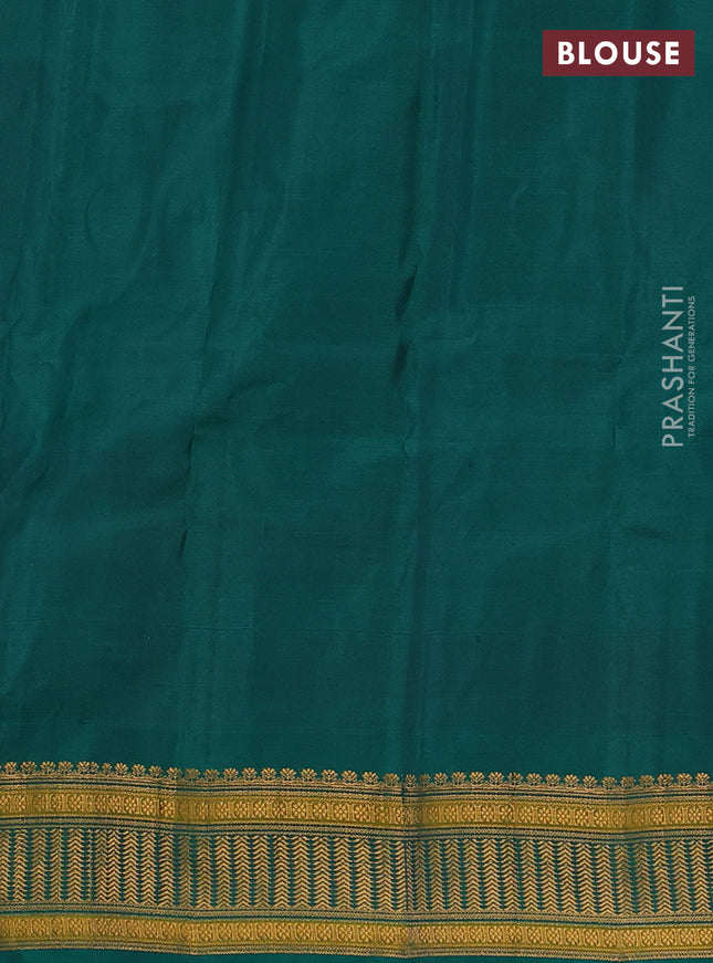 Gadwal silk cotton saree dual shade of teal greenish maroon and green with zari woven buttas and zari woven border