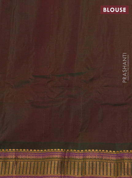 Gadwal silk cotton saree maroon and green with zari woven buttas and zari woven border
