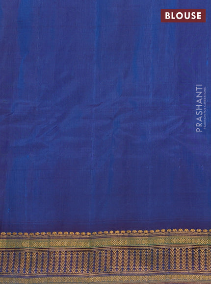 Gadwal silk cotton saree blue and dual shade of maroon with zari woven buttas and zari woven border