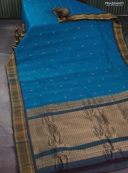 Gadwal silk cotton saree cs blue and dual shade of maroon with zari woven buttas and zari woven border