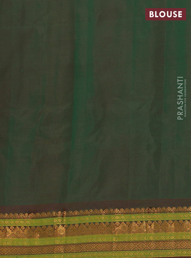 Gadwal silk cotton saree green and dual shade of maroon with zari woven buttas and zari woven border