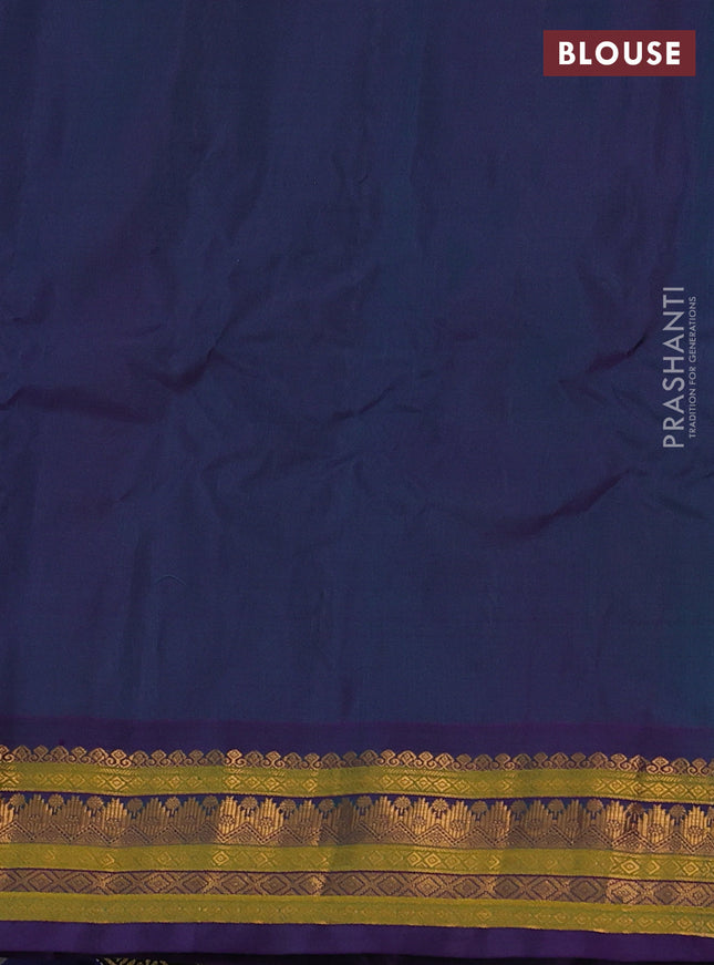 Gadwal silk cotton saree dual shade of blue and purple with zari woven buttas and zari woven border