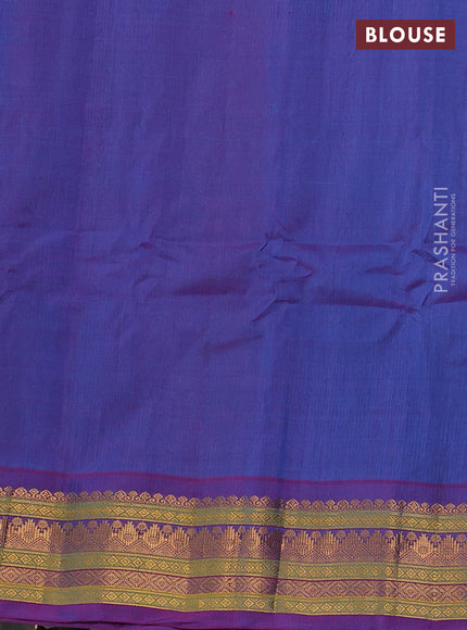Gadwal silk cotton saree teal greenish blue and purple with zari woven buttas and zari woven border