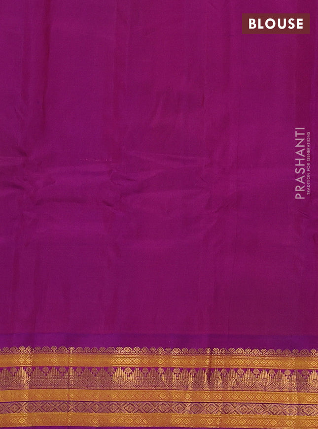 Gadwal silk cotton saree magenta pink and purple with zari woven paisley buttas and zari woven border