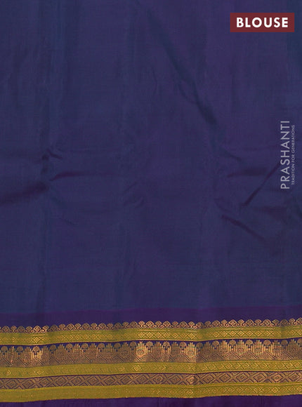 Gadwal silk cotton saree dual shade of blue and dual shade of violet with zari woven paisley buttas and zari woven border