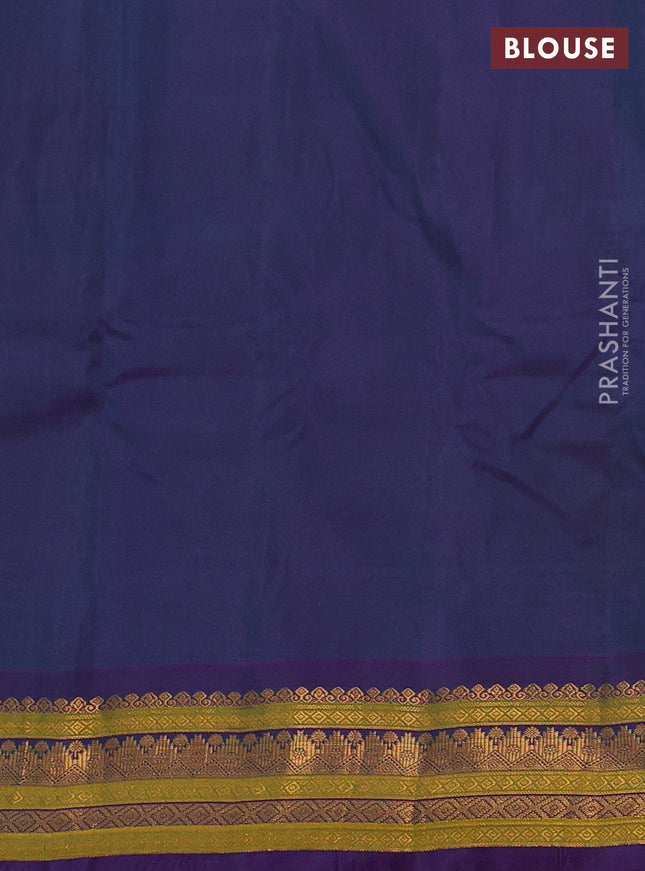 Gadwal silk cotton saree dual shade of blue and dual shade of violet with zari woven paisley buttas and zari woven border