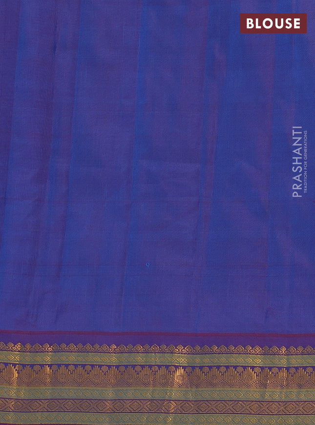 Gadwal silk cotton saree cs blue and dual shade of red with zari woven paisley buttas and zari woven border
