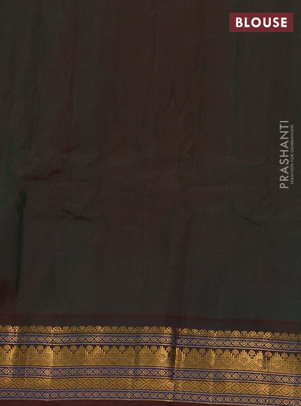 Gadwal silk cotton saree dual shade of teal bluish green and dual shade of maroon with zari woven paisley buttas and zari woven border