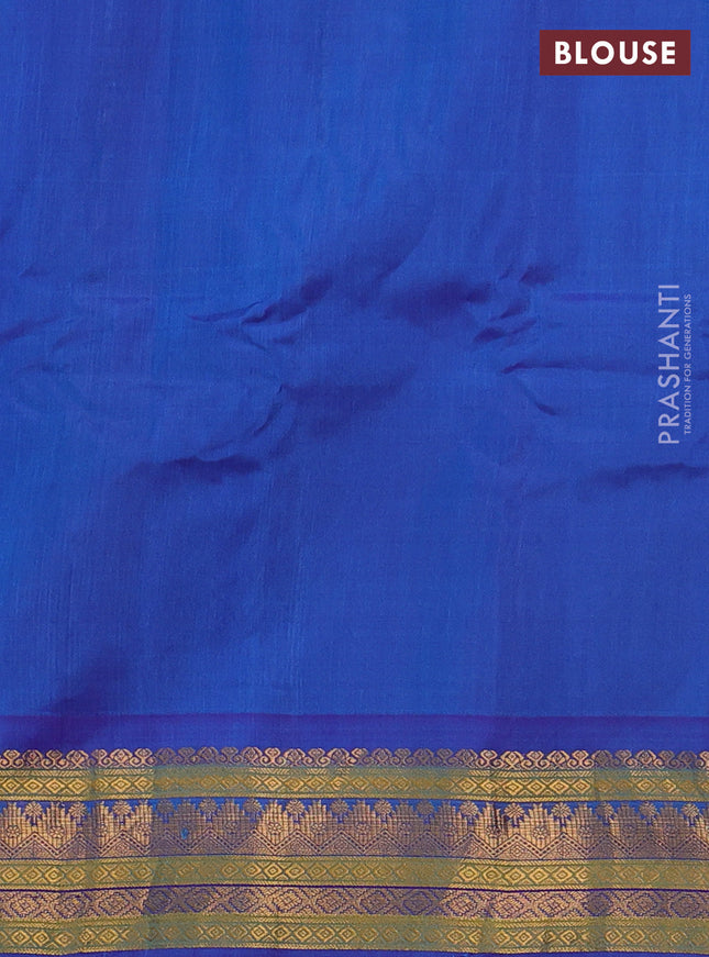 Gadwal silk cotton saree cs blue and purple with zari woven paisley buttas and zari woven border