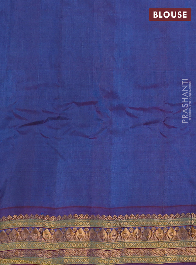 Gadwal silk cotton saree dual shade of greenish blue and dual shade of maroon with zari woven paisley buttas and zari woven border