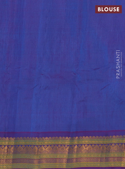 Gadwal silk cotton saree cs blue and purple with zari woven paisley buttas and zari woven border