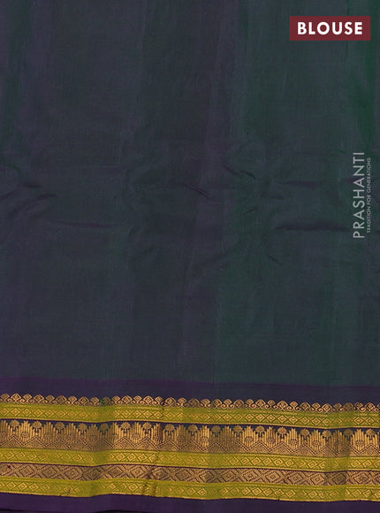 Gadwal silk cotton saree dual shade of greenish blue and violet with zari woven paisley buttas and zari woven border