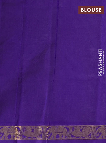 Silk cotton saree light green and blue with plain body and zari woven border