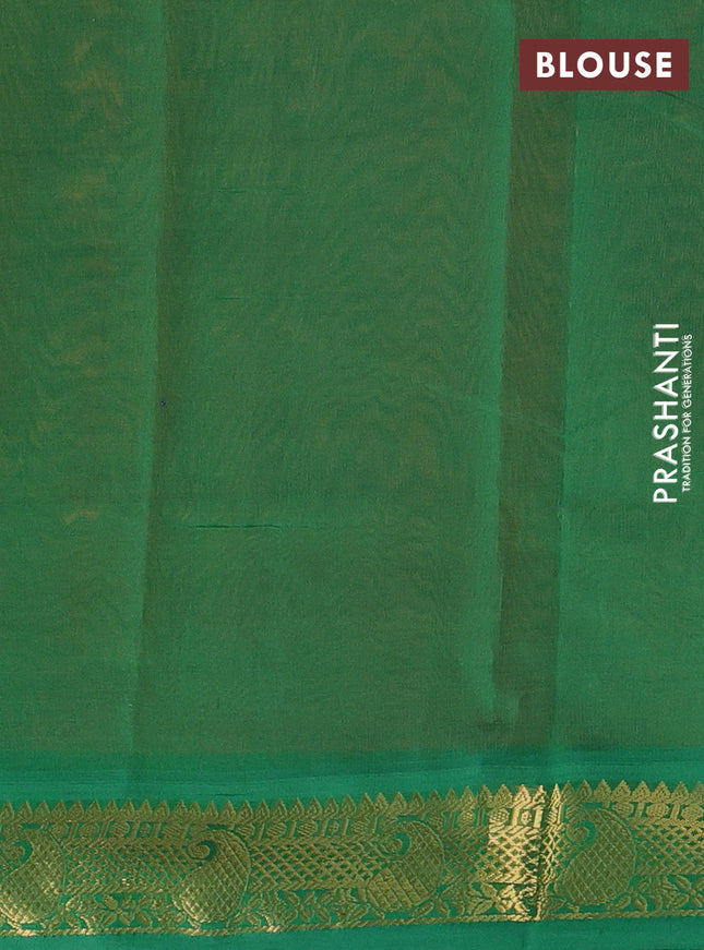 Silk cotton saree orange and green with plain body and zari woven border