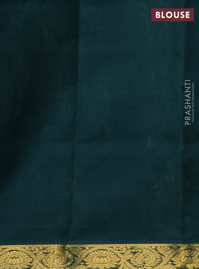 Silk cotton saree mehendi green and green with plain body and zari woven border