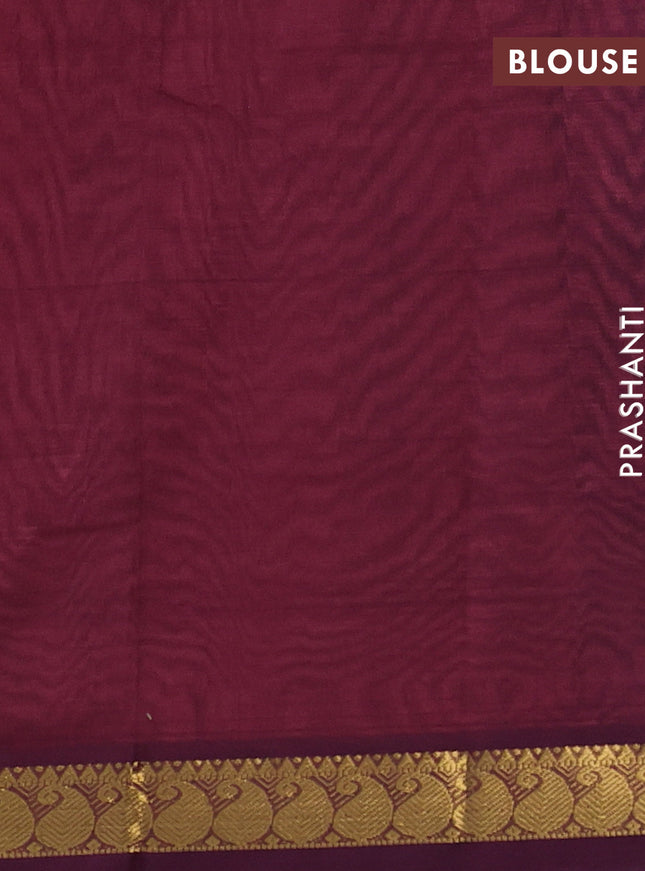 Silk cotton saree peach pink and deep maroon with plain body and zari woven border