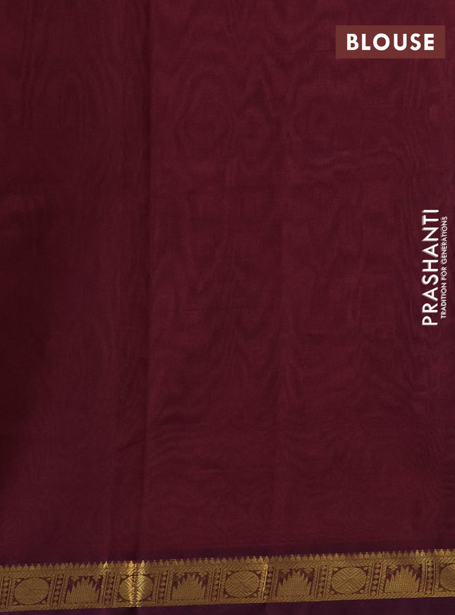 Silk cotton saree peach pink and deep maroon with plain body and zari woven border