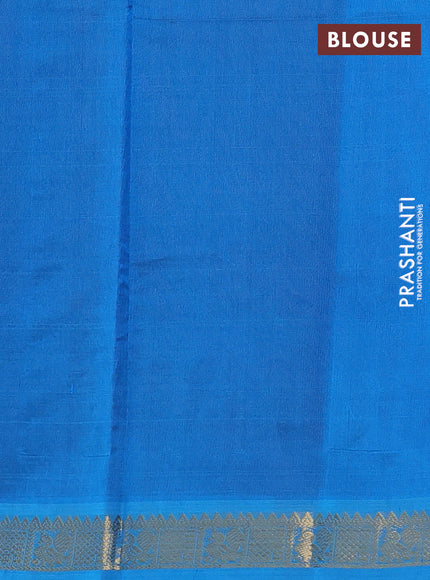 Silk cotton saree magenta pink and cs blue with plain body and zari woven border