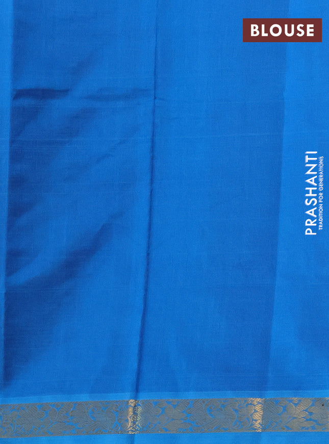 Silk cotton saree purple and cs blue with plain body and zari woven border