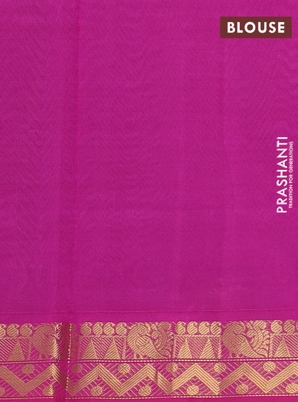 Silk cotton saree grey and pink with plain body and zari woven border