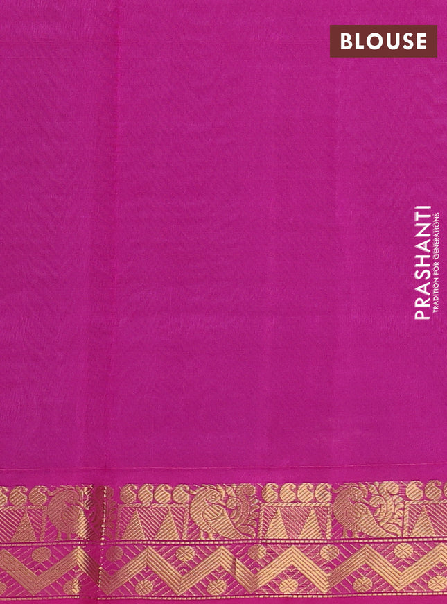 Silk cotton saree grey and pink with plain body and zari woven border