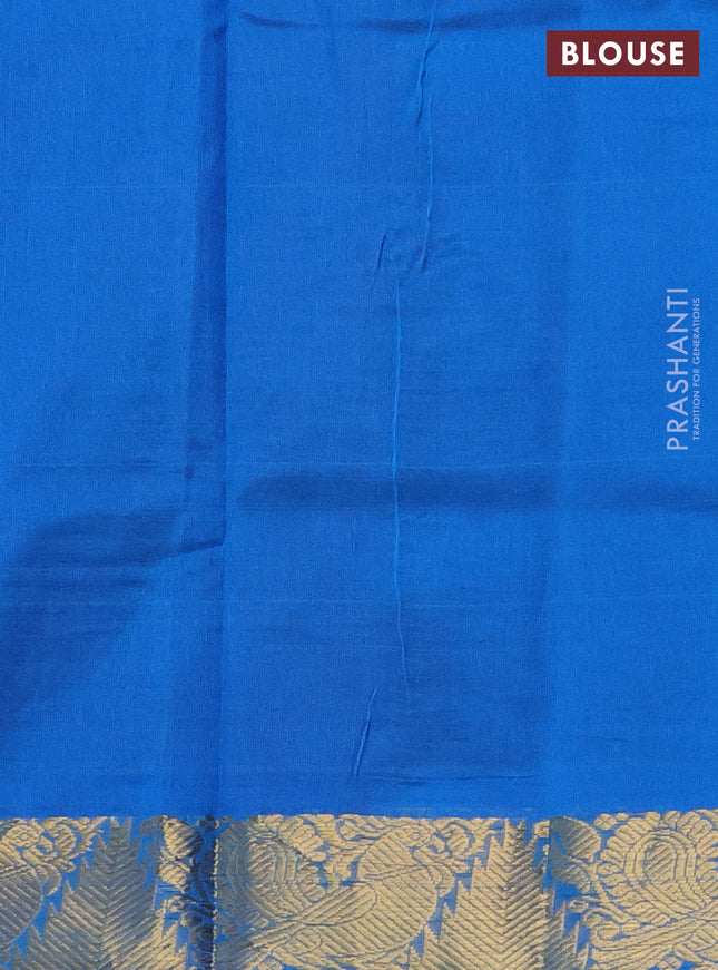 Silk cotton saree purple and cs blue with plain body and zari woven border