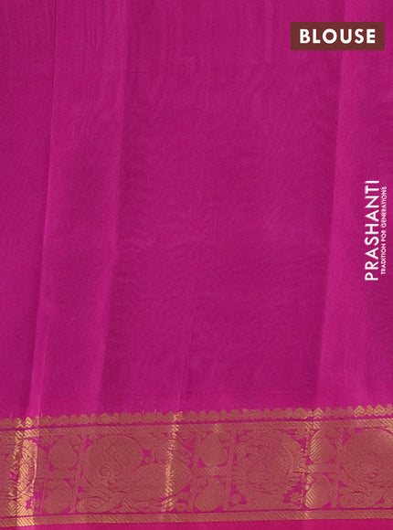 Silk cotton saree grey and pink with plain body and zari woven border