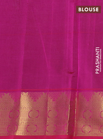 Silk cotton saree green and pink with plain body and zari woven border