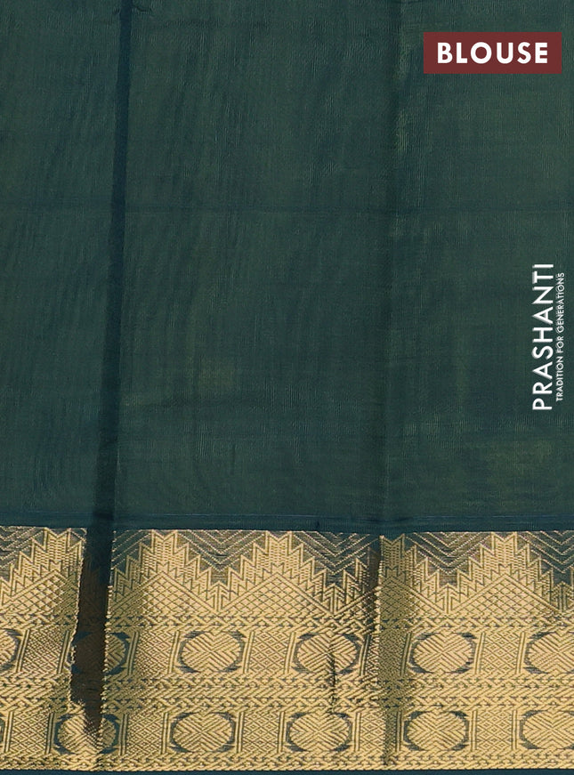Silk cotton saree light green and green with plain body and zari woven border