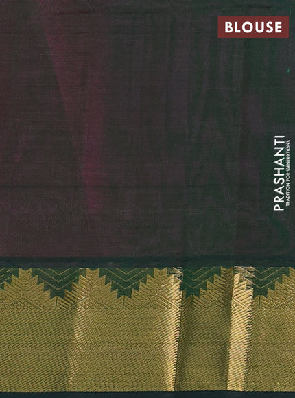Silk cotton saree pink and green with plain body and zari woven border