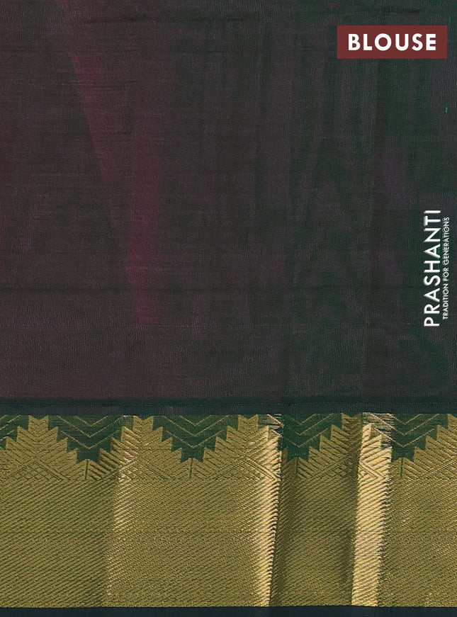 Silk cotton saree pink and green with plain body and zari woven border
