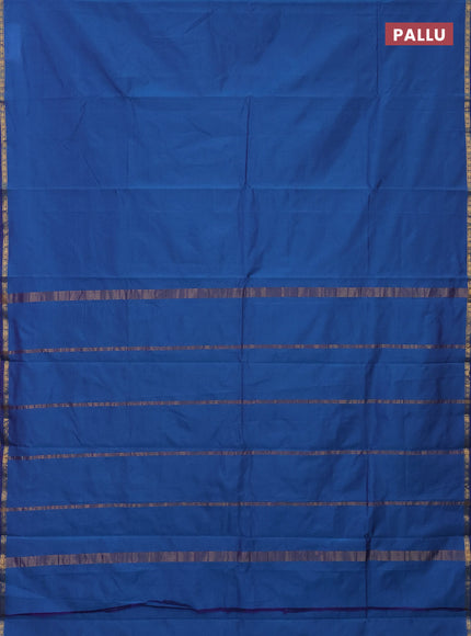 Arani semi silk saree dual shade of blue with plain body and small zari woven border