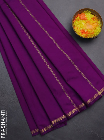 Arani semi silk saree purple with plain body and small zari woven border