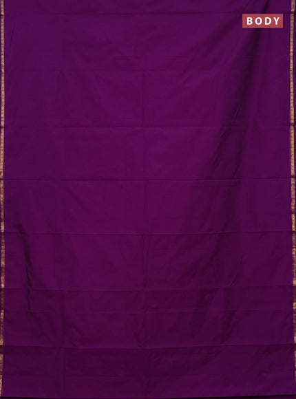 Arani semi silk saree purple with plain body and small zari woven border