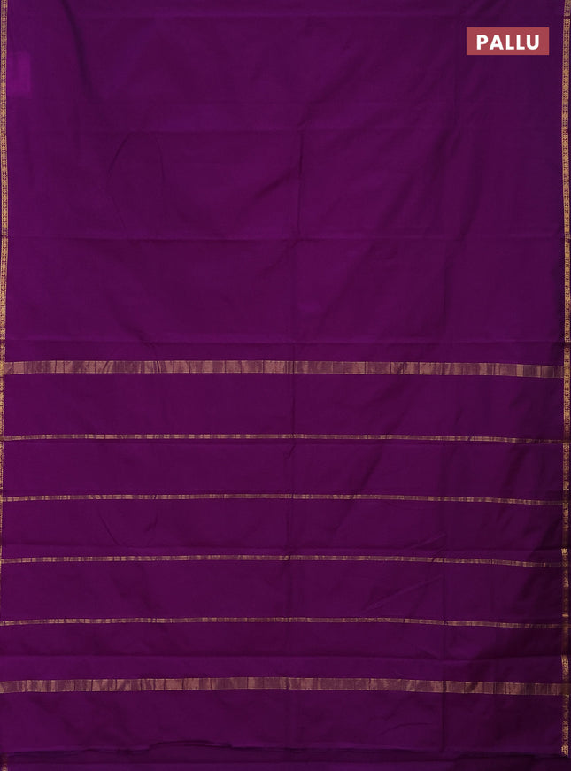 Arani semi silk saree purple with plain body and small zari woven border