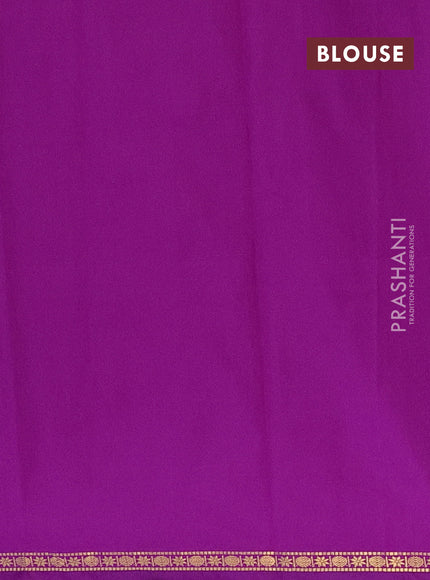 Arani semi silk saree purple with plain body and small zari woven border