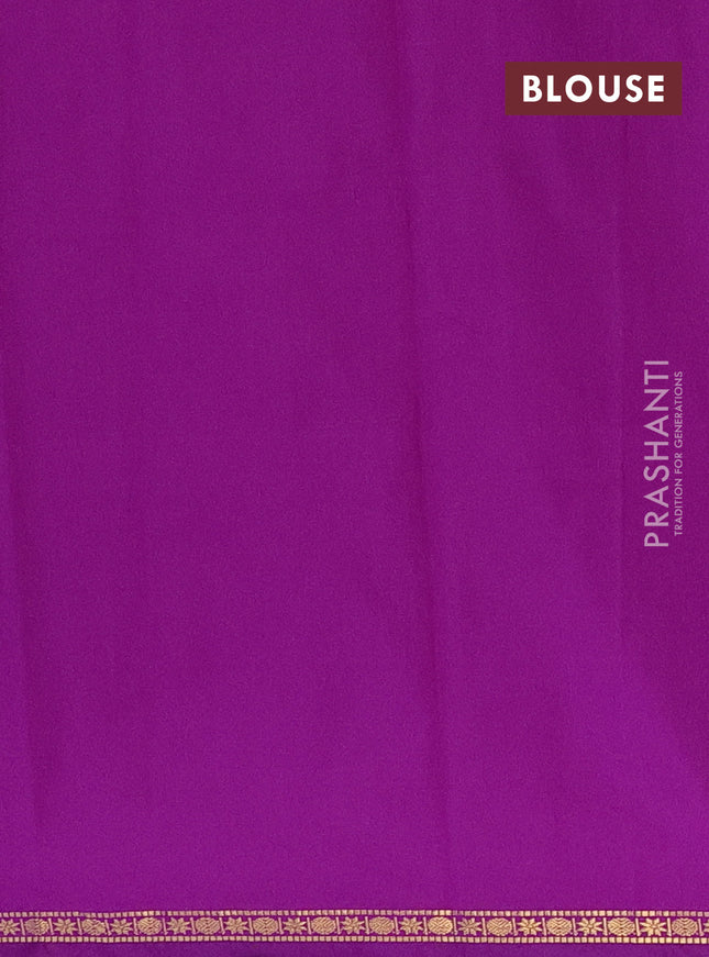Arani semi silk saree purple with plain body and small zari woven border