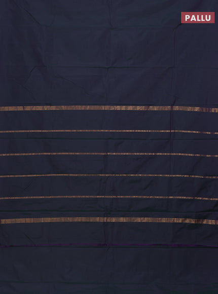 Arani semi silk saree dual shade of greenish blue with plain body and small zari woven border