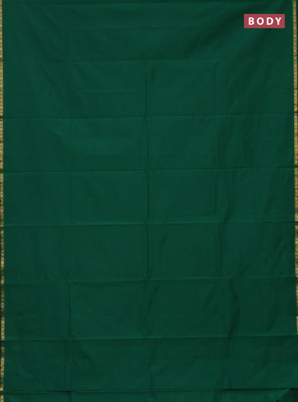 Arani semi silk saree green with plain body and small zari woven border