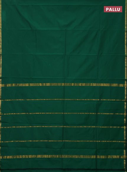 Arani semi silk saree green with plain body and small zari woven border