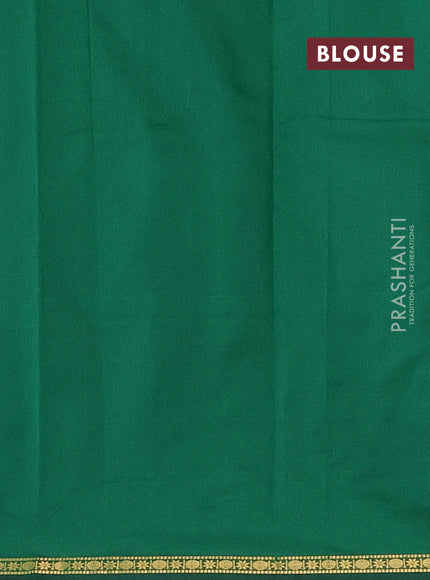 Arani semi silk saree green with plain body and small zari woven border