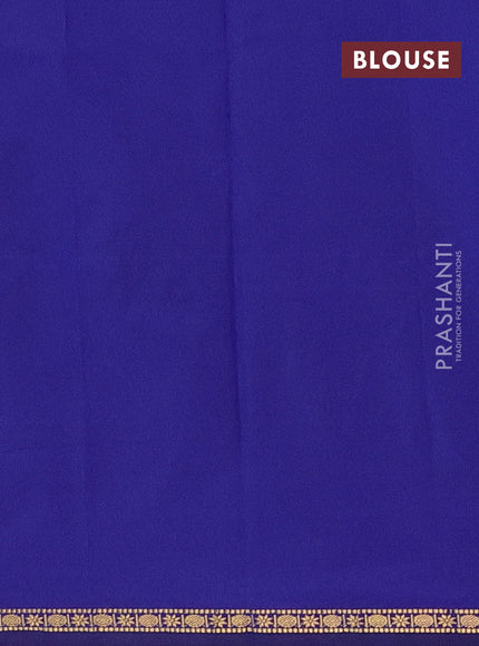 Arani semi silk saree blue with plain body and small zari woven border