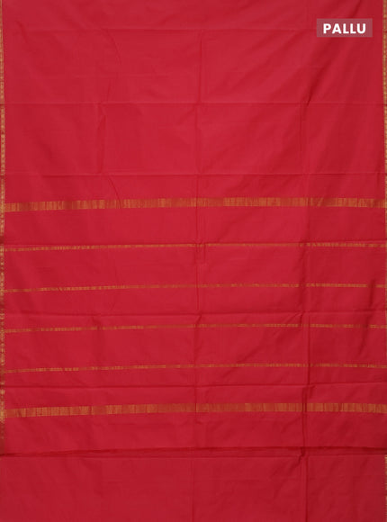 Arani semi silk saree red shade with plain body and small zari woven border