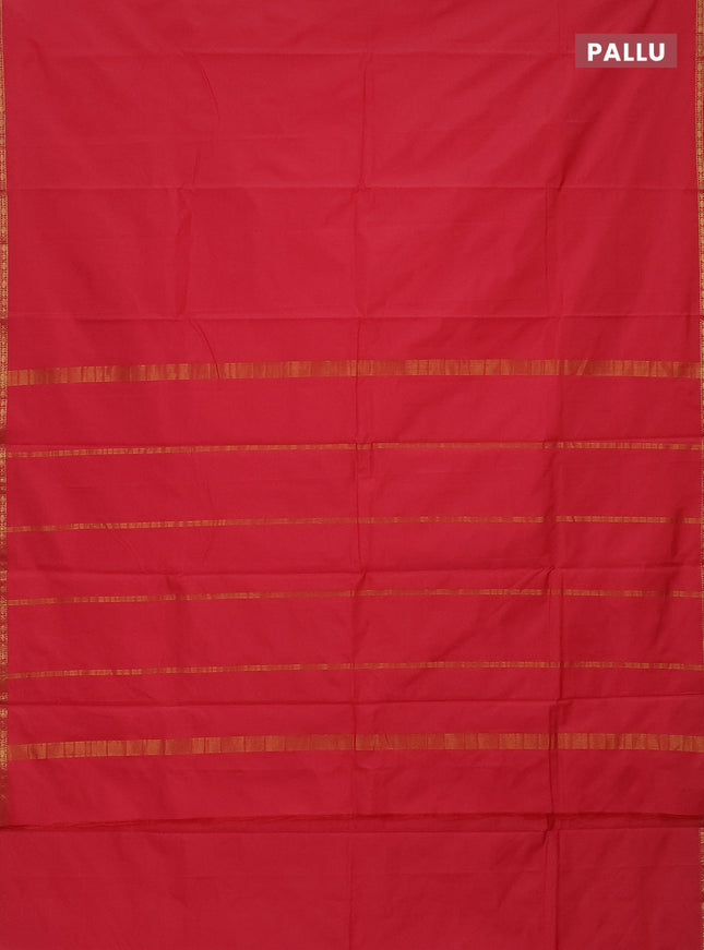 Arani semi silk saree red shade with plain body and small zari woven border