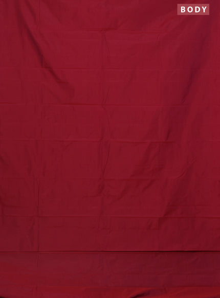 Arani semi silk saree dual shade of maroon with plain body and small zari woven border