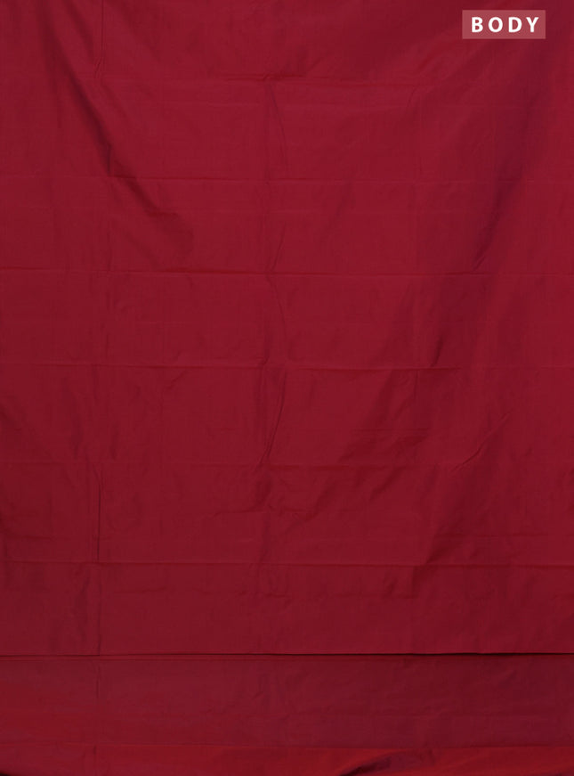 Arani semi silk saree dual shade of maroon with plain body and small zari woven border