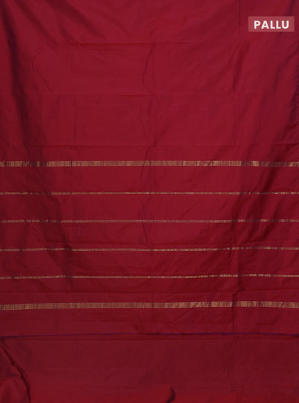 Arani semi silk saree dual shade of maroon with plain body and small zari woven border