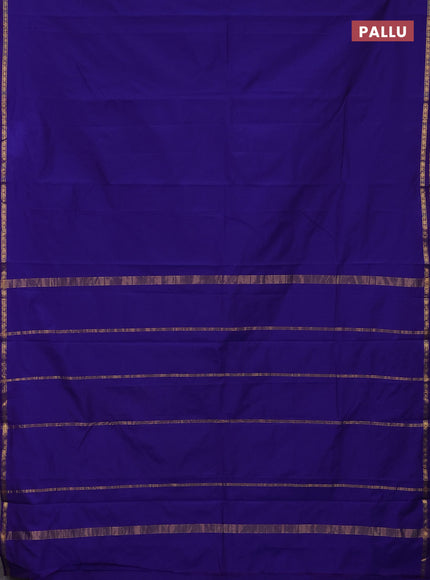 Arani semi silk saree royal blue with plain body and small zari woven border