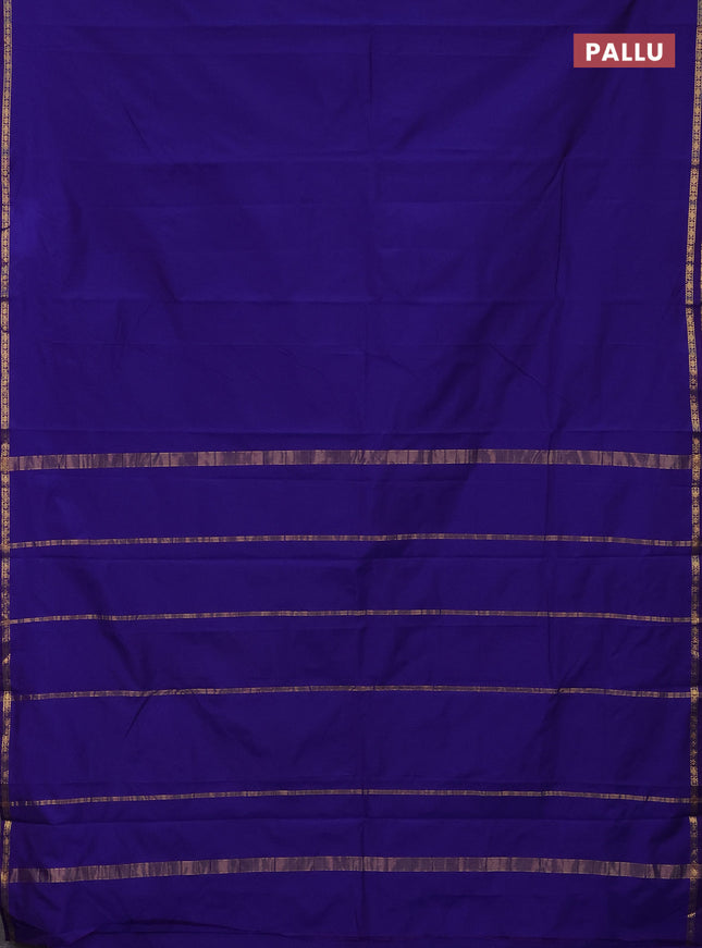 Arani semi silk saree royal blue with plain body and small zari woven border