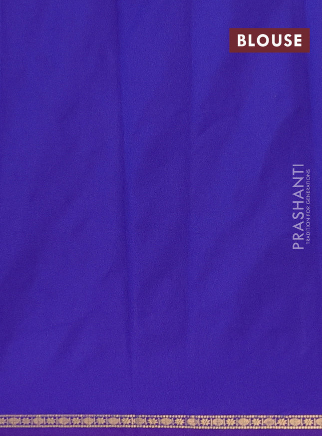 Arani semi silk saree royal blue with plain body and small zari woven border